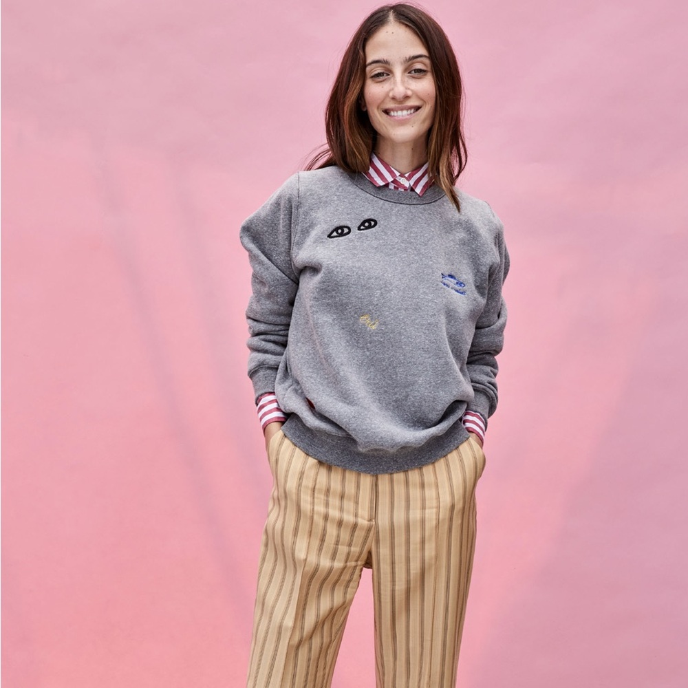 Clare Vivier Grey Multi Embroidery Sweatshirt